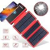 【Cargador portátil inalámbrico y banco de energía solar】 -El más nuevo banco de energía de 20,000mAh el cargador solar portátil se puede recargar a través de una toma de corriente (micro usb) y luz solar. Los puertos USB dobles le permiten cargar 2 dispositivos simultáneamente con una carga de alta velocidad de 2.1A Más que un banco de energía solar portátil, pero un cargador portátil qi también es compatible con el iPhone XR / XR MAX / XS / X / 8 / 8plus y todos los dispositivos