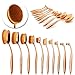 Makeup Brushes, Imurz 10pcs Luxury Rose Gold Oval Toothbrush Curve Makeup Brushes Kits Cosmetic Set Make Up Powder Foundation Eyeshadow Contour Brushes with Gift Box