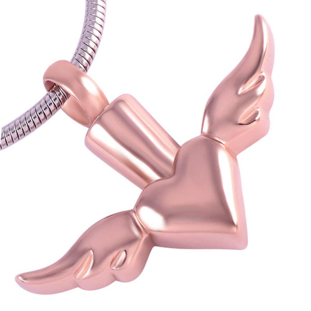 Pendentif Urne Mémoire En Forme D'Aile D'Ange - Acier Inoxydable, Pour Cendres Ou Cheveux - Collier Réglable - 4