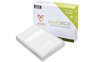V VESTA PRECISION VestaEco worki próżniowe do zgrzewarki kompostowalne firmy Vesta Precision – 50 sztuk – certyfikowane – przezroczyste i wytłaczane – 20 x 30 cm
