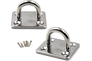 Flomore M10 Patère de Fixation au Plafond Crochet de Fixation Murale en Acier Inoxydable 304 pour balançoire de Yoga, quincaillerie pour Bateau Paquet de 2 (vis incluses)