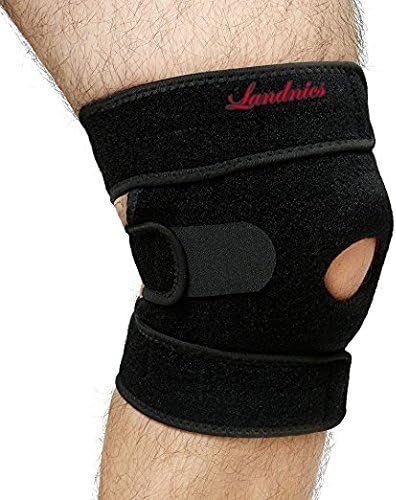 Knee Support Brace, Landnics Compression Knee Sleeve Relieves Patella Tendonitis Tear, Adjustable Strapping Elastic Recovery Brace for Crossfit, Jogging, Basketball, Sports, Injury Recovery, Knee Brace for Meniscus Tear, ACL &amp; Tendonitis, Arthritis and Joint Pain Single