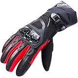 Tagvo Guantes de moto de invierno cálido a prueba de viento a prueba de agua, nudillo duro protección de dedos de la palma de la motocicleta Guantes de equitación función de pantalla táctil, ajuste cómodo buen agarre puño largo bien cosido protector de manos