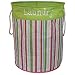 Price comparison product image JVL Round Fabric Laundry Bag (Lime Green with Pink Stripes)