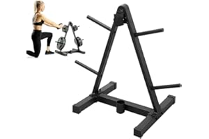 SANHESHUN Barbell & Weight Plate Storage Rack | 4 Barbell Holders | Olympic Barbell Compatible | Heavy Duty Steel Construction | for Home Gym | Black