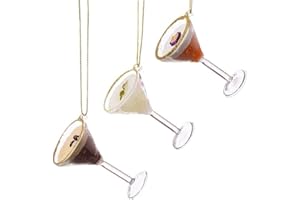 Sass & Belle Lot de 3 Boules à Cocktail Martini en Verre - Ornement de Verre à Cocktail - Taille Unique - Multicolore - Noël