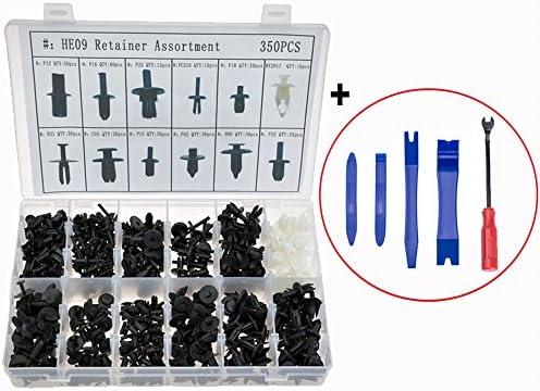 Rise Long 350pcs Auto Fasteners Clip Car Push Pin Rivet Trim Clip Kit Universal Fit For GM Ford Toyota Mercedes BMW in Plastic Storage Box and Useful Fastener Removal Tools