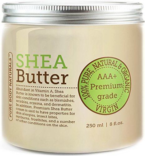 Pure Body Naturals Shea Butter - Premium Quality - Grade AAA+ Unrefined Organic Shea Butter (1 Pack)
