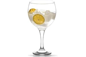 Acan Tradineur - Set de 6 copas modelo “Misket” de cristal para cócteles, combinados, vino, resistentes, aptas para lavavajillas (645 ml, 20 x 10 cm)