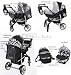 3-in-1 Travel System incl. Baby Pram with Swivel Wheels, Car Seat, Pushchair & Accessories, Black & Flowers