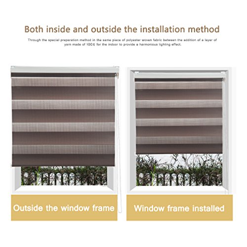 KINLO® Plissee Seitenzugrollo 90x150cm(BreitexLänge) Grau Rollo 100% Polysterswerbe blickdicht Sonnenschutz UV-Schutz doppelrollo klemmfix ohne Bohren lichtdurchlässig und verdunkelnd Duo Rollo für Fenster - 3