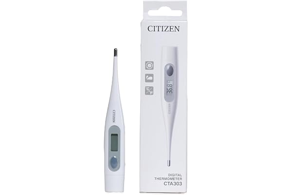 Citizen Thermomètre numérique pour lecture de température corporelle basale – Thermomètre de température corporelle avec alarme de fièvre et fonctionnement à un bouton – Pour adultes, enfants