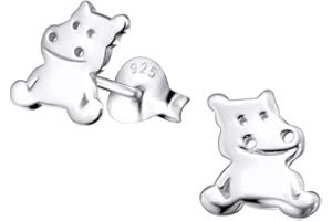 Laimons Kids Pendientes para niña Hipopótamo Brillante Plata de ley 925