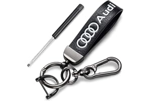 IMAUTO Leather Car Keychain Suit Fit Aud A1 A3 RS3 A4 A5 A6 A7 RS7 A8 Q3 Q5 Q7 R8 Class S Serie,Metal Car Key chain for Man and Woman, Keyring Family Present,Car Accessories,2 PCS