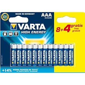 VARTA Piles AAA, lot de 12, Longlife Power, Alcalines, 1,5V, adaptées aux jouets, souris sans fil, lampes de poche, Made in Germany