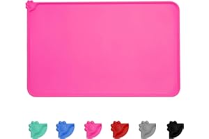 MOACC Dog Food Mat, Silicone Pet Feeding Mat, Non Slip & Waterproof Bowl Mat for Dog and Cat, 47 x 30 cm, Pink