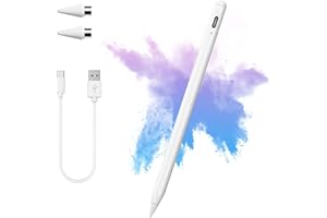 EFaith Penna per Tablet, Pennino capacitivo universale con 2 punte di ricambio, penna per iPad/Mini/Air/iPhone Smartphone/Android/iOS Penna Touch Tablette - Bianco