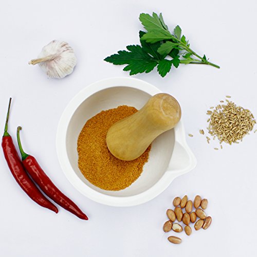 Sweese 3603 Mörser mit Stößel, für Kräutern/Gewürzen/Kernen/Nüssen/ Pesto, Porzellan und holz, Ø 13,3 cm weiß - 5