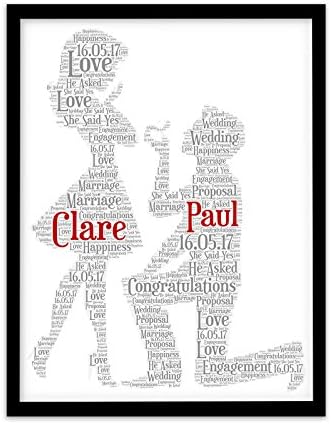 FP1155 Personalised Engagement Wedding Gift Word Art Poster Print