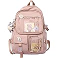 Kawaii Backpack with Pendant, Large Capacity Cute Bear Accessories Backpack for School Multi Pocket Rucksack for Teen Girls Cute Kawaii School Backpacks