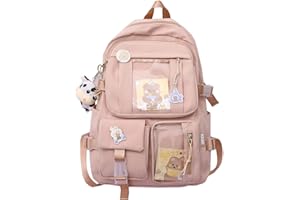 XIANXIAN Kawaii Backpack with Pendant, Large Capacity Cute Bear Accessories Backpack for School Multi Pocket Rucksack for Teen Girls Cute Kawaii School Backpacks