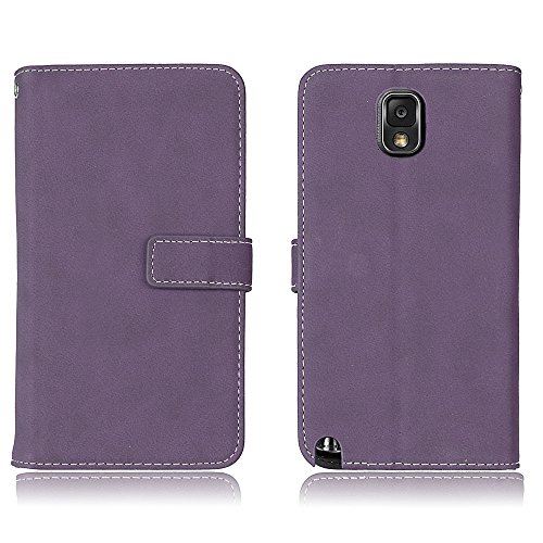 Coque Samsung Galaxy Note3, Ecoway [9 emplacements pour cartes]Retro mat Ensembles de téléphones mobiles anti-rayures Phone Étui En Cuir PU La Fente en de Support Pliable Portefeuille étui Design Cas de téléphone Pour Samsung Galaxy Note3 - Violet