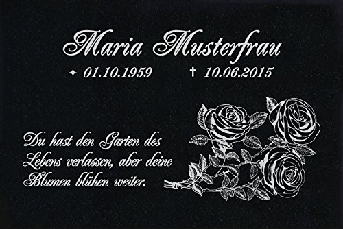 GRANIT Grabstein, Grabplatte oder Grabschmuck mit dem Motiv "Grabstein-ag31" und Ihrem Text/Daten von LaserArt24