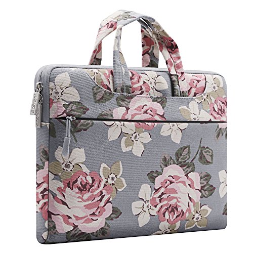 MOSISO Umh  ngetasche   Laptoptasche f  r 13-13 3 Zoll MacBook Pro  MacBook Air  Notebook Computer Segeltuch Gewebe Rosen Muster Beweglicher Notebookt
