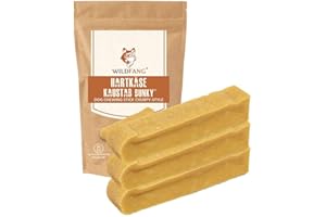 Wildfang® | Pa?eczki do ?ucia z twardego sera dla psów I Piel?gnacja jamy ustnej i trening mi??ni ?ucia I Naturalne zabawki do ?ucia dla psów (3 x L)