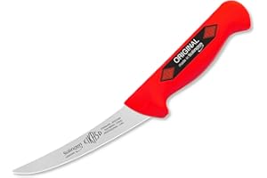Solingen Eikaso Cuchillo para carnicero, cuchillo de carnicero, cuchillo de deshuesar (curvado, 13 cm), color rojo