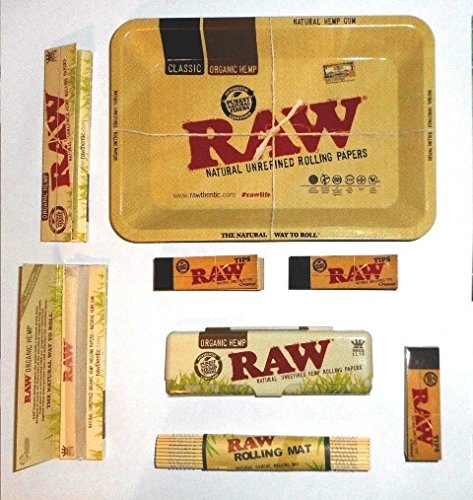 Raw Mini-Tablett, Bio, Zinn, Zigarettenpapier, Zigarettenspitzen, Bambus-Matte, Rauchen-Set, Geschenk für Sie oder Ihre Lieben