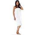 Boca Terry Towel Wrap for Women - Knit Waffle Weave Spa Wrap, Bath & Shower Wrap Around Towel with Snaps - M/L, 2XL, 4XL, White, M/L
