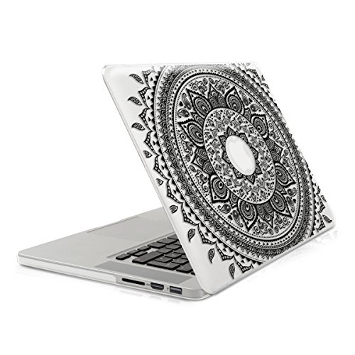 kwmobile Crystal Hülle für Apple MacBook Pro Retina 15″ (ab Anfang 2013) Hard Case – dünne durchsichtige transparente Schutzhülle Cover Tasche Indische Sonne Design Schwarz Transparent - 8