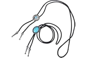 GORGECRAFT 2 Styles Vantage Bolo Tie Cowboy Cuir Turquoise Pierre Cravate Western Amérindien Rétro Corde Cordon Pendentif Collier pour Accessoires de Costume Hommes Femmes