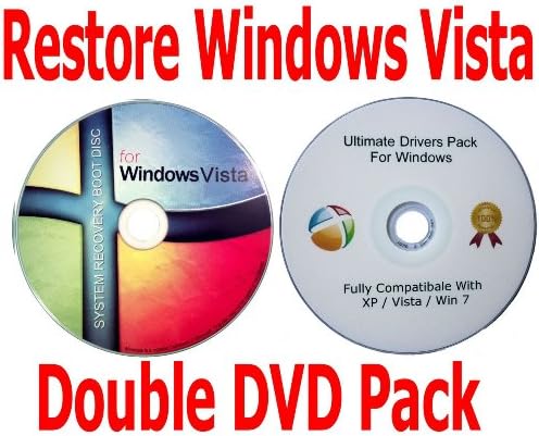 Windows Vista Home Premium 32 Bit Recovery Restore Repair Boot Microsoft CD Disc + FREE BONUS Drivers DVD included! Double DVD Pack