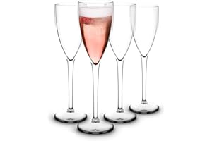 RBDRINKS RB Transparente Copas de Flautes Champán de Plástico, Copas de Cava, Copas de Vino Champagne Cristal de Bodas, Cumpleaños y Fiestas | Apto para Lavavajillas 15cl, Juego de 4