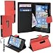 Produktbild MADCASE Nokia Lumia 920 Premium Qualität Leder / Hardcase / Gel / Silikon / Langlebig / Transparent / Klar / Geldbörse / Kredit Kartenhalter Flip Hülle Stoßstange Ständer Abdeckung mit Display Schutz und Eingabestift Berührung stift - Lichi PU Leder - Rot