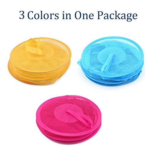 sunblue 2 faltbare Net, Aufbewahrungsbox zum aufhängen Mesh Aufbewahrungskorb BH Unterwäsche Socken 3 Ablage Ebenen semi-closed Organizer für Kinder Spielzeug Spiele Yellow, Blue,Rose Red - 2