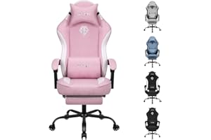 SITMOD Silla Gaming Ergonómica, Silla Oficina de Tela con Cojín de Muelles Ensacados y Reposapiés, Gaming Chair Sillas de Ordenador con Soporte Lumbar, Reposacabezas, Capacidad de 150 kg