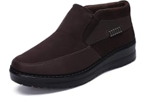 ASIFN Zapatillas de Estar por casa Hombre Wool Lined Suede Mocasín Forro cálido Invierno