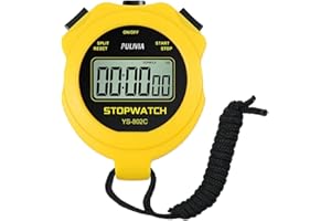 PULIVIA Cronómetro Deportivo con Botón de Encendido y Apagado Silencioso, Sin Reloj Calendario para Una Fácil Operación, Cronómetro Digital para Entrenadores para Niños Entrenamiento Carrera, Amarillo