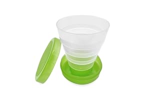 Euroxanty - Bicchiere pieghevole, per viaggi, trekking, spiaggia e campeggio, 9 x 7 cm, verde