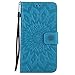 Price comparison product image DENDICO Google Pixel XL Case, Premium PU Leather Wallet Flip Case, Sun Flower Pattern Folio Magnetic Case for Google Pixel XL - Blue