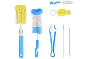 WELLXUNK Bouteille Brosse, Brosse à biberon, Ensemble de Nettoyage pour Bouteilles en Plastique/Bouteilles en Verre/pailles