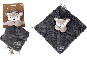 DODO D'AMOUR - Doudou Carré - Biche - 012492 - Gris - Alvéolé - Naissance - Peluche - Bébé - 29 cm x 29 cm - À Partir de 0 mois