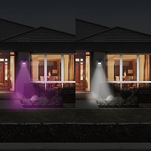 Aglaia Solarleuchte mit 2 Bewegungssensor, 12 LED Solarbetriebene Sicherheitsleuchte mit 5 Intelligenten Beleuchtungsmodus und RGB Farbwechsel, Wetterfeste für Patio, Plattform, Hof, Garten, Terrasse - 6