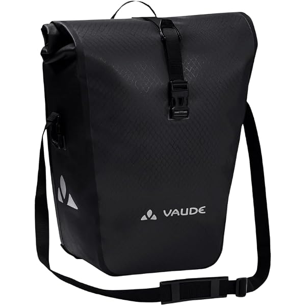 VAUDE Aqua Back Fahrrad Tasche – wasserdichte Gepäckträger Tasche im praktischen 2er Set – Fahrradtasche aus robustem & PVC-freiem Planenmaterial black 48l – QMR Rail Hook 2.0 Sport & Freizeit