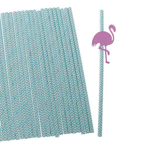 Gazechimp Strand Party hawaii Party Strohhalme Trinkhalme Papierstrohhalme Set/25pcs – Flamingo, 19,6 x 0,6 cm - 7