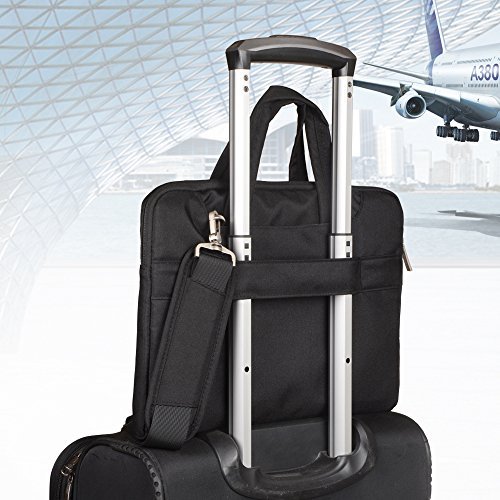 Qishare 15.6-16 Zoll Multifunktionales bewegliches dünnes helles Laptop-Schulter-Beutel-Aktenkoffer-Notizbuch-Computer-Taschen-Kasten Ultrabook Netbook tragender Fall-Tablette / Laptop / Chromebook / Macbook / Messenger-Kasten mit Handgriff und tragendem Bügel für Acer / Asus / Dell / Fujitsu / Lenovo / HP / Samsung / Sony / Toshiba Computer (Schwarz) - 4