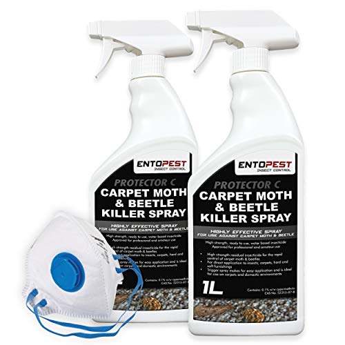 Entopest 2 x Carpet Moth & Beetle Killer Protector C Control Treatment Spray (Total 2 Litres)